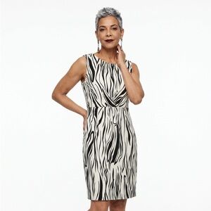 Women's Mercer & Madison Zebra Print Linen Dress Sz 8 White Black Edgy City Chic